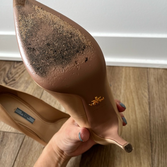 Prada Tan Leather Stiletto Heels - Picture 5 of 8